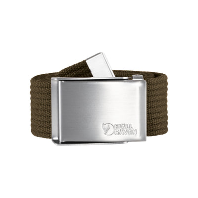 Fjällräven Canvas Belt - Groene canvas riem met zilveren metalen gesp en logo
