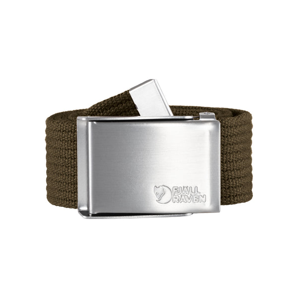 Fjällräven Canvas Belt - Groene canvas riem met zilveren metalen gesp en logo