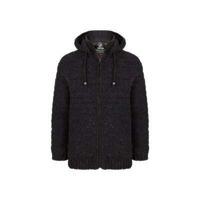 Shakaloha Chuck Ziphood Heren - Zwarte gebreide wollen vest met capuchon en rits voor mannen