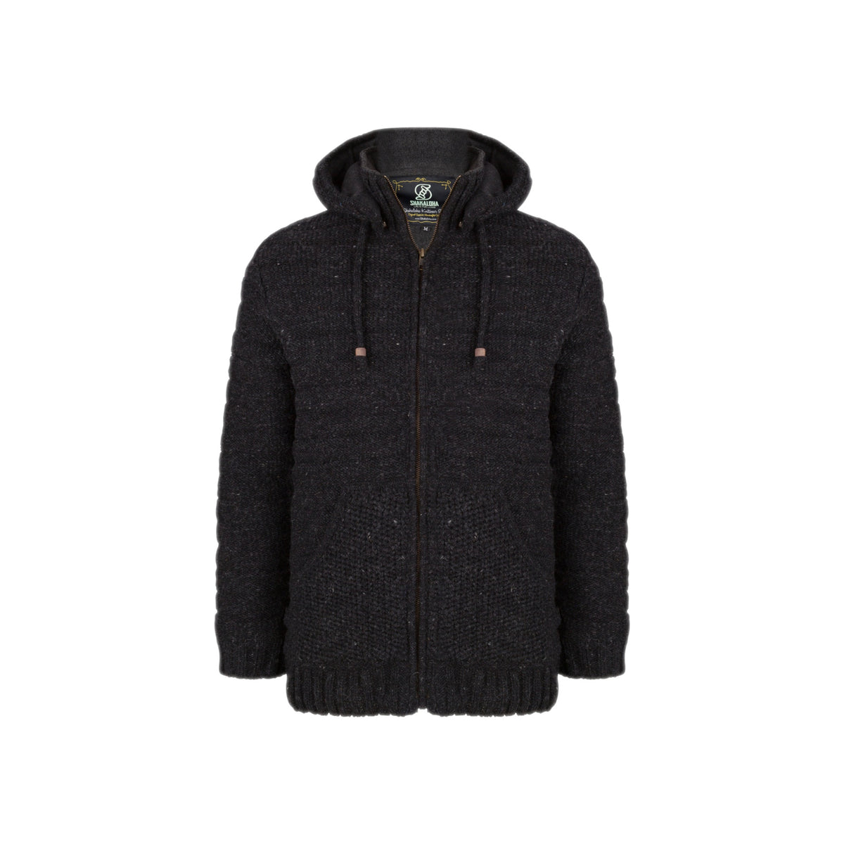 Shakaloha Chuck Ziphood Heren - Zwarte gebreide wollen vest met capuchon en rits voor mannen
