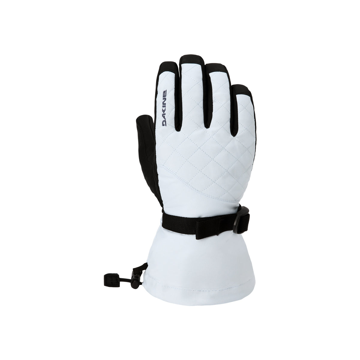 Dakine witte ski handschoenen met zwarte details en polsband