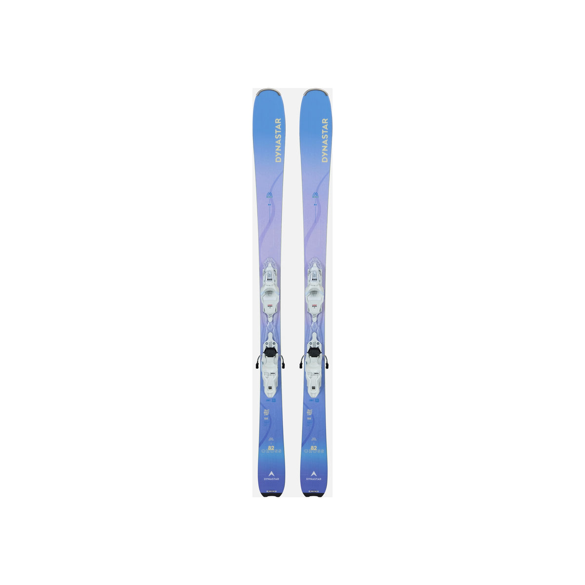 Blauwe ski's met bindingen, bovenaanzicht - alpine ski's voor wintersport