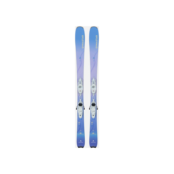 Blauwe ski's met bindingen, bovenaanzicht - alpine ski's voor wintersport