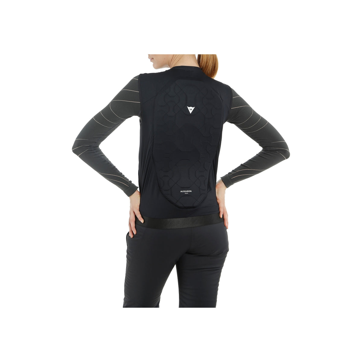 Zwart dames fietsshirt met lange mouwen, achterkant, wielrenkleding voor dames