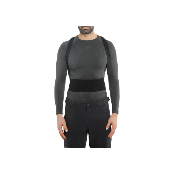Grijze thermische ondershirt met lange mouwen en zwarte rugsteun voor mannen, sportkleding
