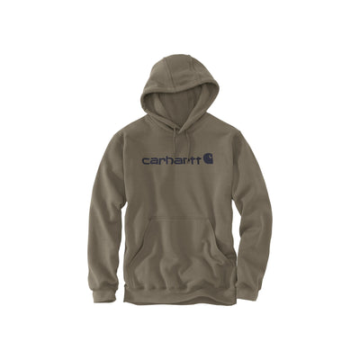 Carhartt bruine hoodie met logotekst en kangoeroezak voor heren