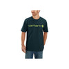 Carhartt heren t-shirt met logo in donkergroen met korte mouwen