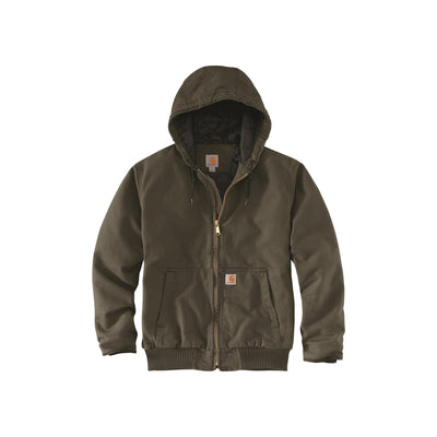 Groene Carhartt werkjas met capuchon en rits, warme gevoerde hoodie voor heren