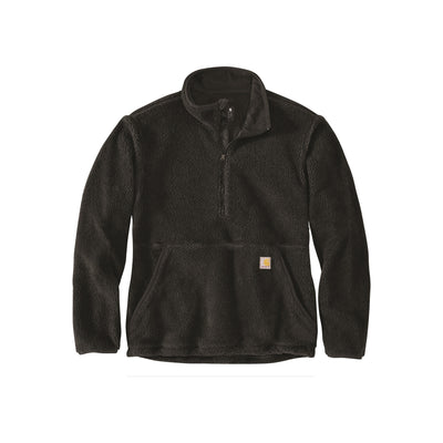 Zwarte fleece trui met halve rits en borstzak - warme werkkleding voor heren