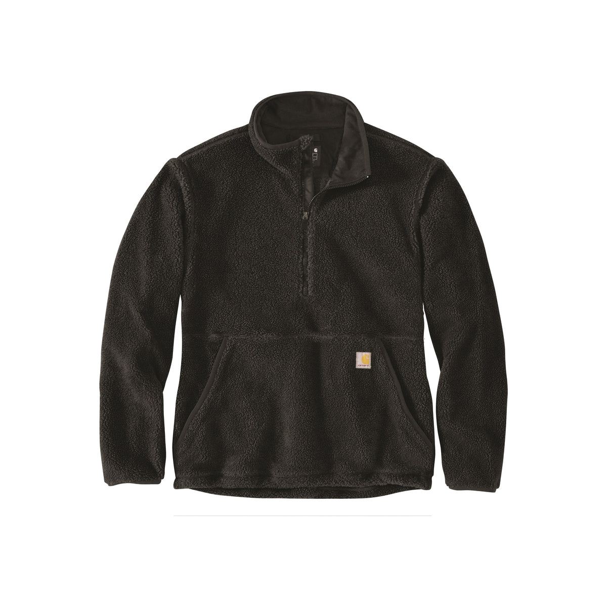 Zwarte fleece trui met halve rits en borstzak - warme werkkleding voor heren