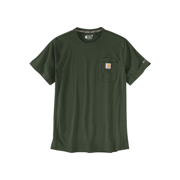 Carhartt groen werkshirt met borstzak en logo - korte mouwen t-shirt