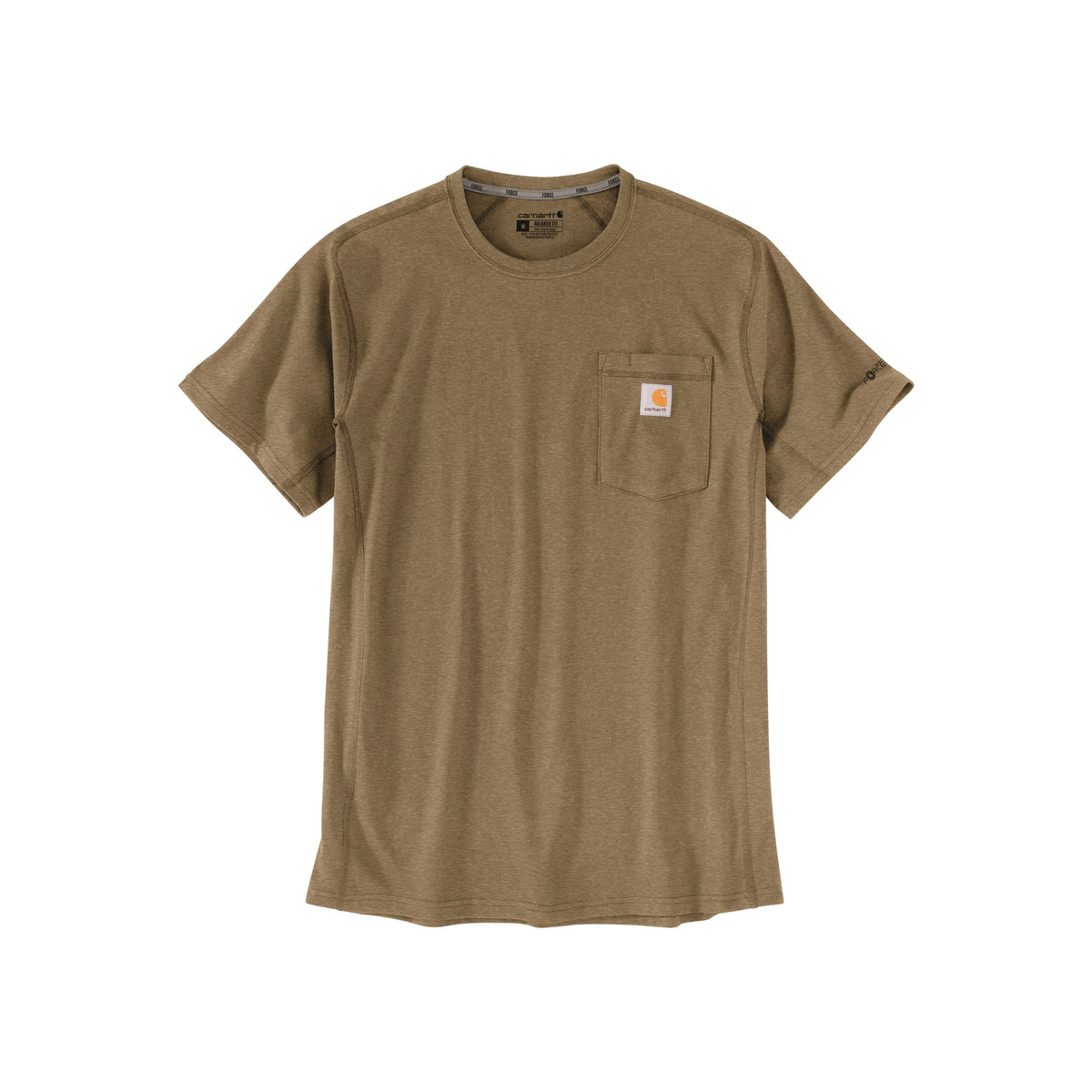 Carhartt werkshirt met borstzak in bruin - ademend katoenen T-shirt voor heren