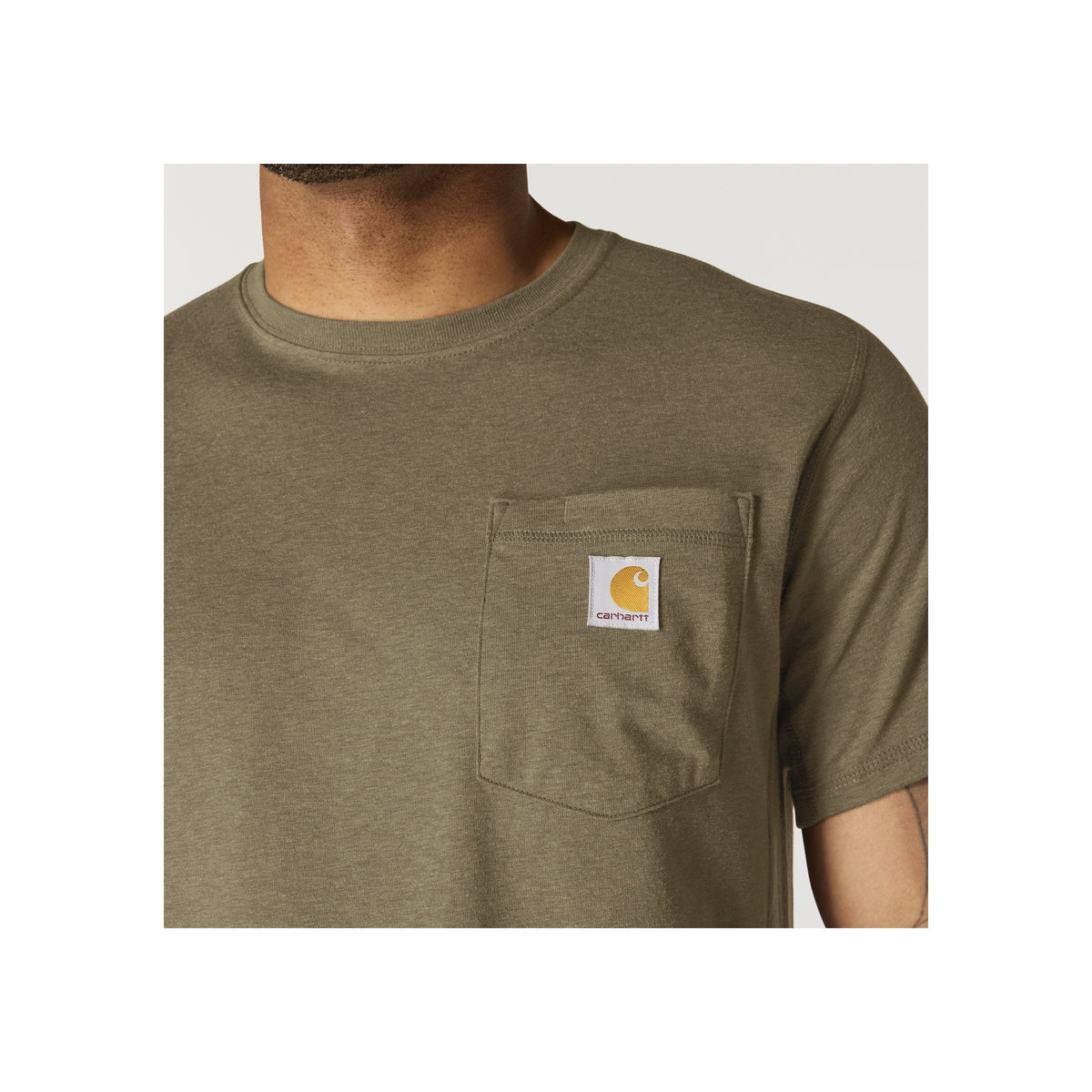 Carhartt werkkleding T-shirt met borstzak in legergroen voor heren