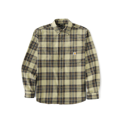 Geruit overhemd met lange mouwen in beige en zwart, button-down kraag en borstzak