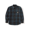 Carhartt geruit flanel overhemd in blauw-zwart met borstzakken en logo, werkkleding voor heren