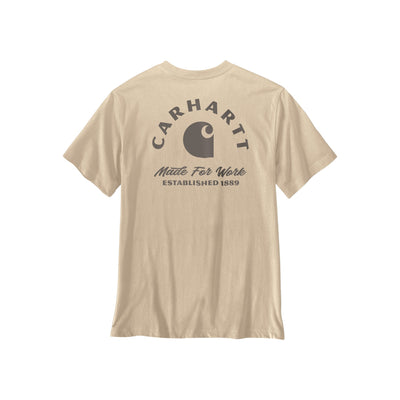 Carhartt beige T-shirt met vintage logo op de rug - Made For Work Established 1889
