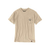 Beige Carhartt t-shirt met borstzak en logo, korte mouwen, casual werkkleding stijl