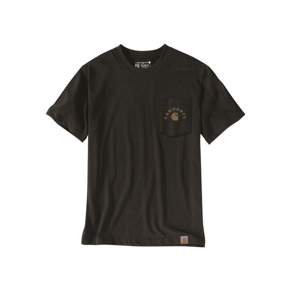 Carhartt zwart T-shirt met borstzak en logo detail voor heren