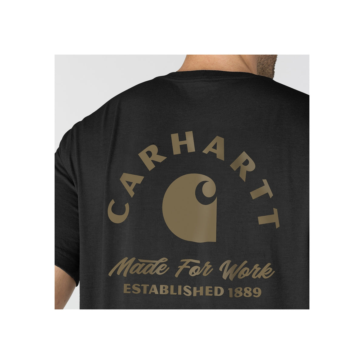 Carhartt T-shirt zwart met vintage Made For Work logo op de rug, Established 1889