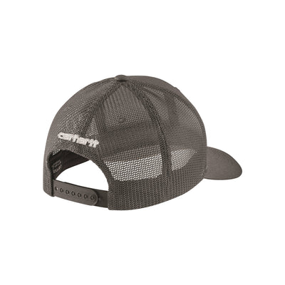 Grijze baseball pet met mesh achterpaneel en verstelbare snapback sluiting