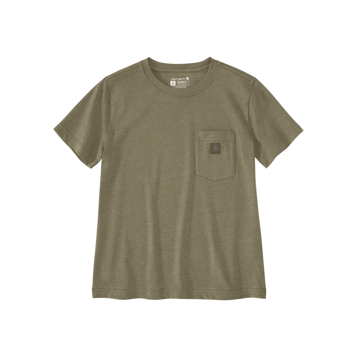 Olijfgroen T-shirt met borstzak en korte mouwen, basic katoenen heren shirt