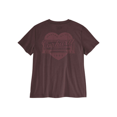 Bruin T-shirt met vintage Carhartt hart logo op de achterkant