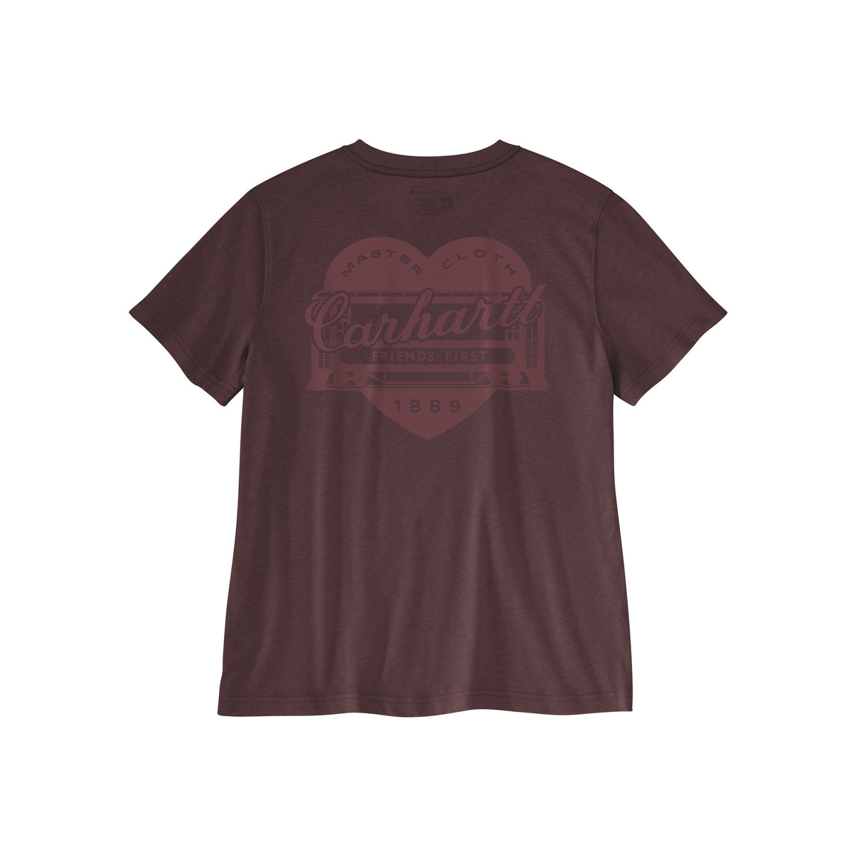 Bruin T-shirt met vintage Carhartt hart logo op de achterkant