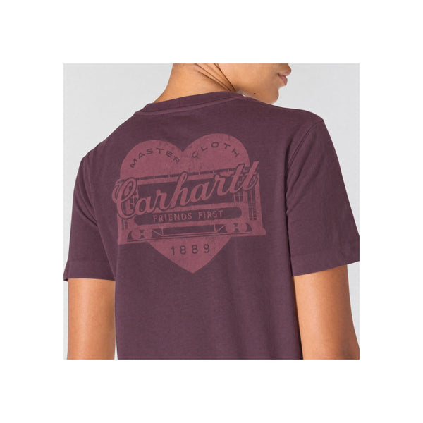Paars Carhartt t-shirt met hartlogo op de rug, achterkant getoond