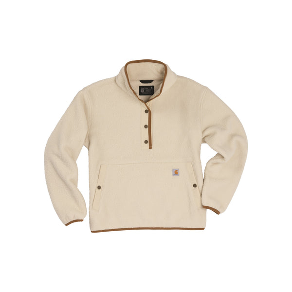 Beige fleece trui met knoopsluiting en opstaande kraag voor heren