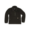 Zwarte fleece pullover met knoopsluiting en borstzak, warme outdoorkleding