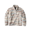 Gestreepte fleece trui met knoopsluiting en opstaande kraag in pastelkleuren beige, roze en blauw