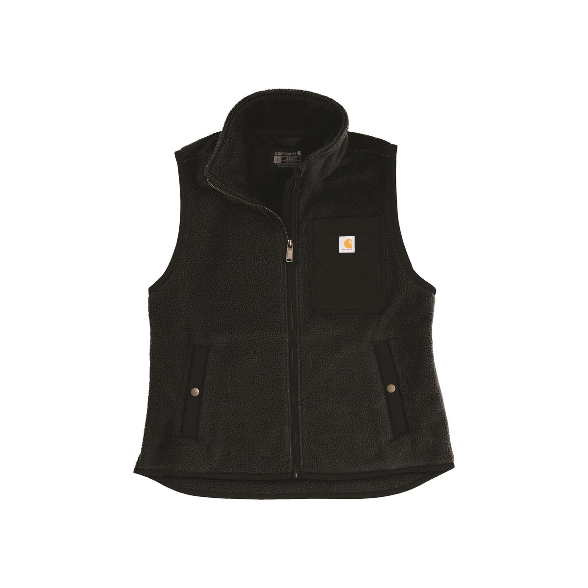 Zwart Carhartt dames fleece bodywarmer met ritssluiting en logopatch