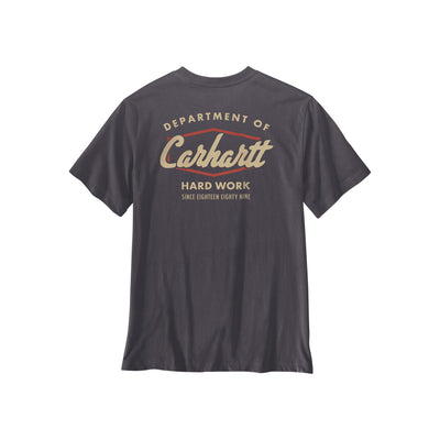 Carhartt grijs T-shirt met vintage 'Department of Hard Work' opdruk op de achterkant