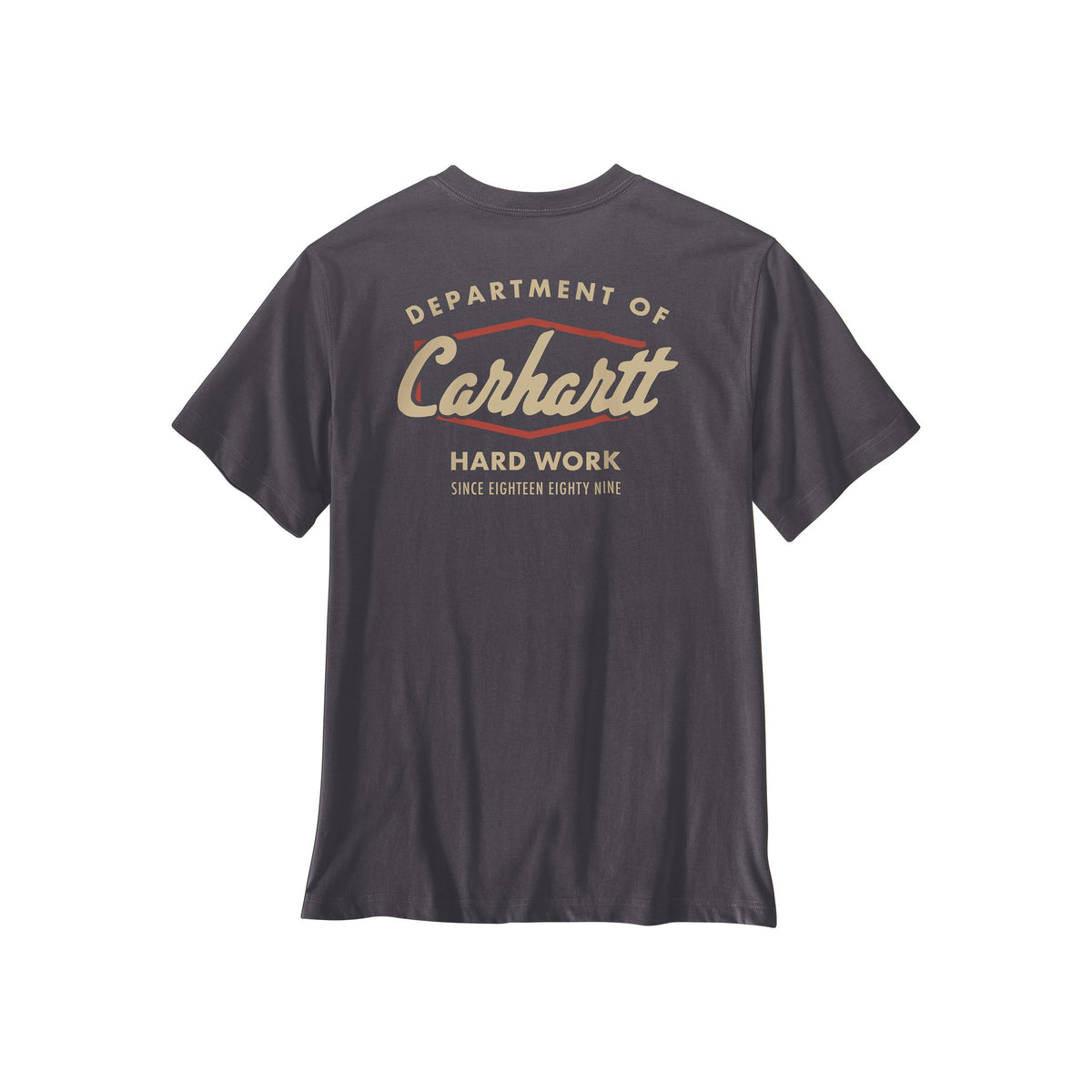Carhartt grijs T-shirt met vintage 'Department of Hard Work' opdruk op de achterkant