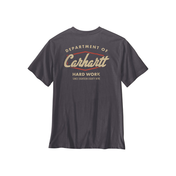 Carhartt grijs T-shirt met vintage 'Department of Hard Work' opdruk op de achterkant