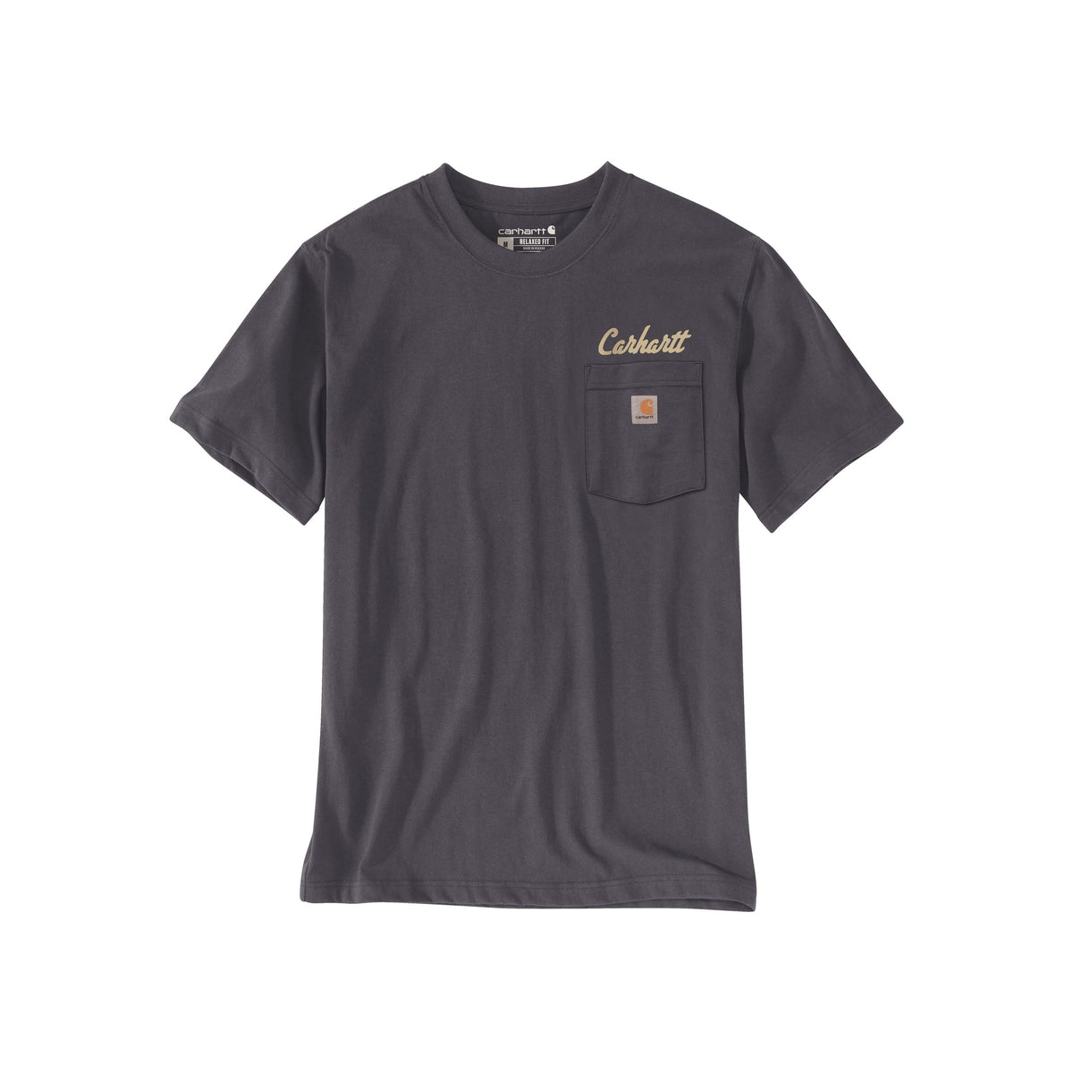 Carhartt grijs T-shirt met borstzak en logo voor heren - werkkleding in relaxed fit