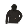 Zwarte hoodie met halve rits en capuchon, kwaliteitsmerk met logo label