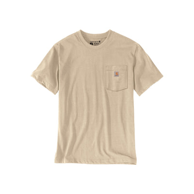 Beige Carhartt T-shirt met borstzak en logo, korte mouwen, werkkleding voor heren