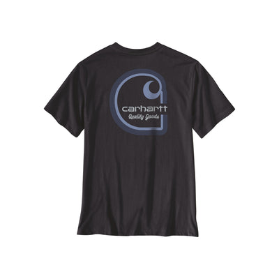 Zwart Carhartt T-shirt met blauw logo op de achterkant - werkkleding voor heren
