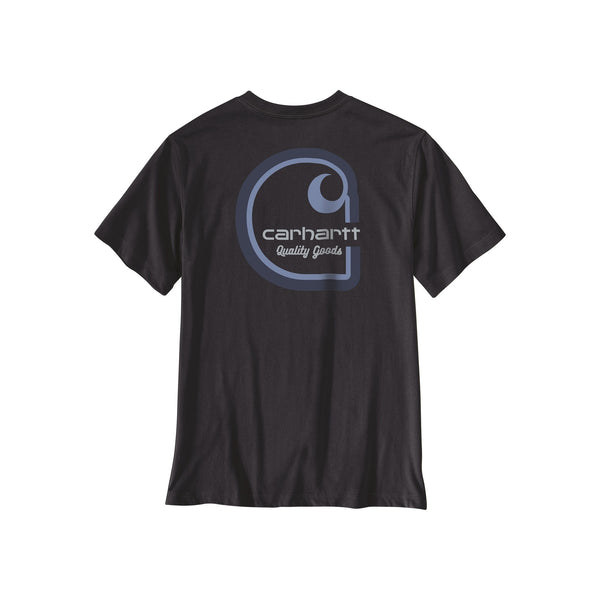 Zwart Carhartt T-shirt met blauw logo op de achterkant - werkkleding voor heren