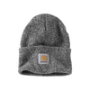 Carhartt grijze gemêleerde gebreide muts met omgeslagen rand en logo patch