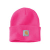 Carhartt roze gebreide muts met logo label - warme wintermuts