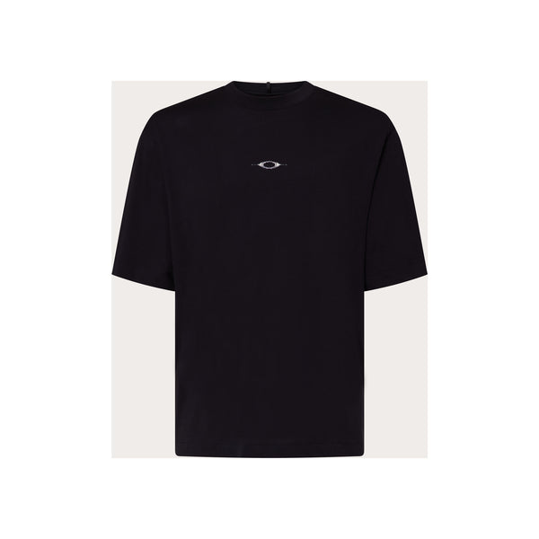 Zwart oversized T-shirt met korte mouwen en klein logo op de borst