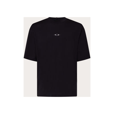 Zwart oversized T-shirt met korte mouwen en klein logo op de borst