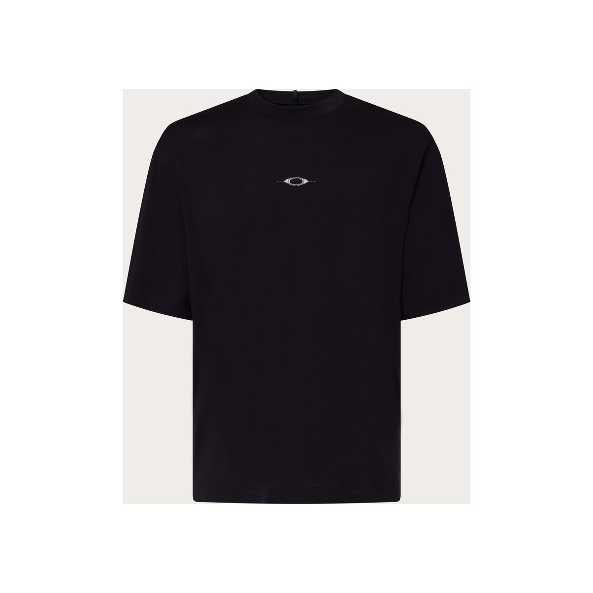 Zwart oversized T-shirt met korte mouwen en klein logo op de borst