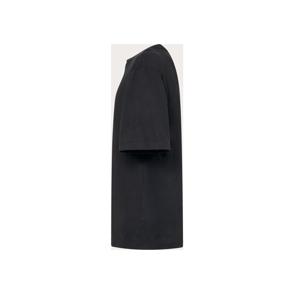 Zwart T-shirt met korte mouwen zijaanzicht, basic casual herenshirt