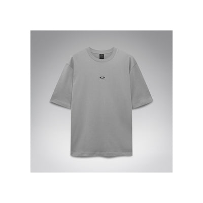 Grijs oversized T-shirt met korte mouwen en klein logo op de borst