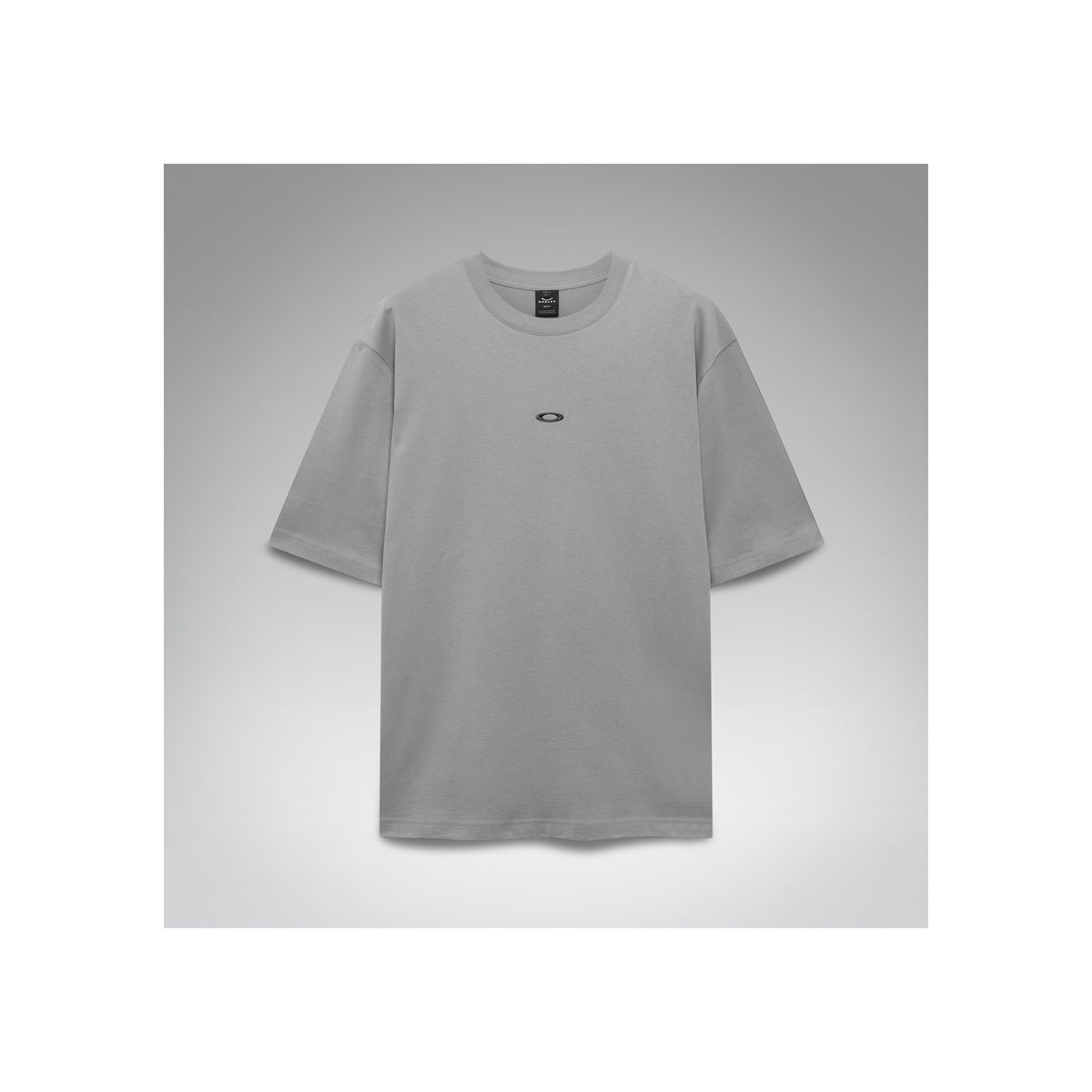 Grijs oversized T-shirt met korte mouwen en klein logo op de borst