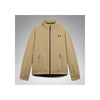 Beige Oakley bomberjack met rits en twee zakken, vooraanzicht op grijze achtergrond