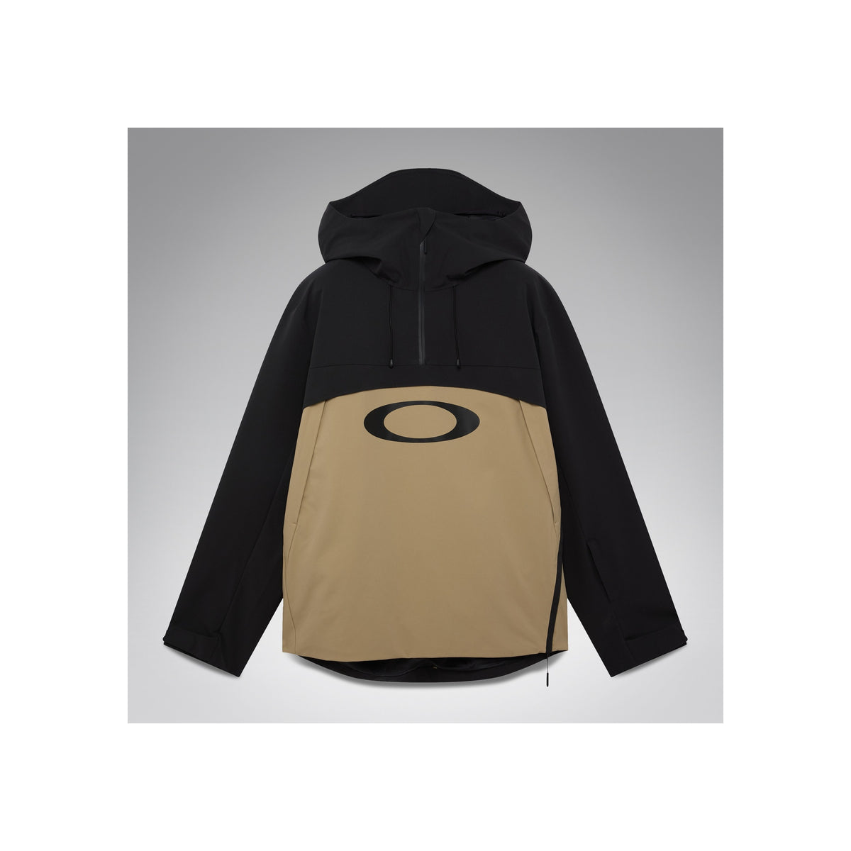 Zwart-beige anorak ski-jack met capuchon en Oakley logo op de borst